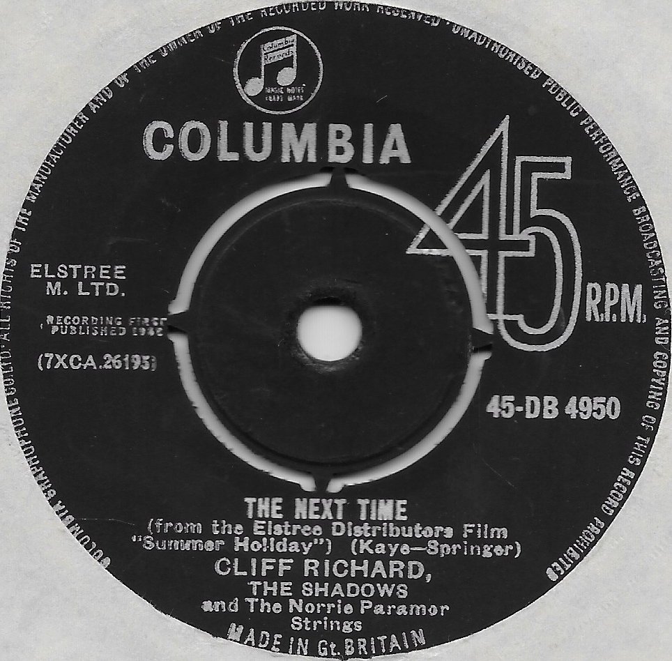 45-DB 4950 The next time Cliff Richard & The Shadows from ITV, Channel 4 and Channel 5 library Label